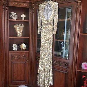 ❌SOLD❌ Fully beaded gold & silver dress NWT